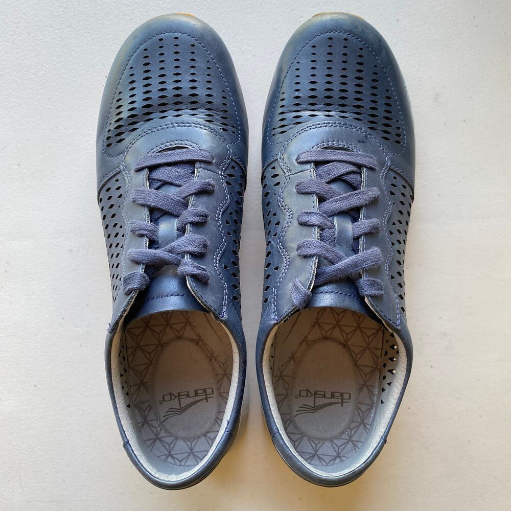 Dansko Charlie Navy Blue White Perforated Leather Sneaker EU41 Wmn US 10.5-11 - Picture 2 of 16